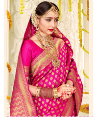 Chic Pink Banarasi Art Silk Woven Saree