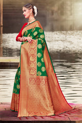 Chic Green Banarasi Art Silk Woven Saree