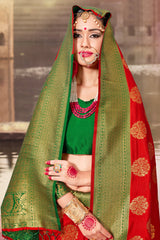 Beautiful Red Banarasi Art Silk Woven Saree