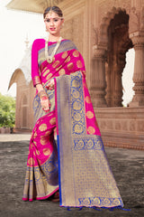 Elegant Pink Banarasi Art Silk Woven Saree