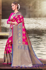 Elegant Pink Banarasi Art Silk Woven Saree