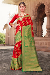 Chic Red Banarasi Art Silk Woven Saree