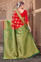 Chic Red Banarasi Art Silk Woven Saree