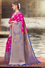 Elegant Pink Banarasi Art Silk Woven Saree