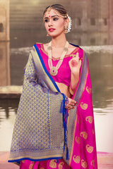 Elegant Pink Banarasi Art Silk Woven Saree