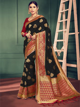 Chic Black Banarasi Art Silk Woven Saree