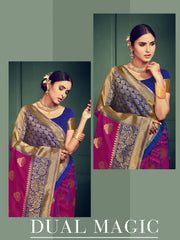 Beautiful Megenta Banarasi Art Silk Woven Saree