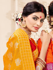 Chic Mustard Banarasi Art Silk Woven Saree