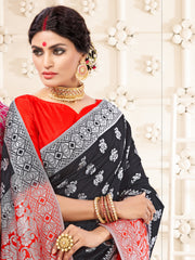 Elegant Black Banarasi Art Silk Woven Saree