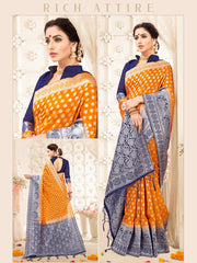 Stunning Orange Banarasi Art Silk Woven Saree