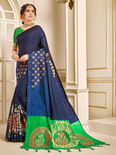 Chic Navy Blue Banarasi Art Silk Woven Saree