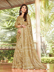 Chic Beige Cotton Art Silk Printed Saree