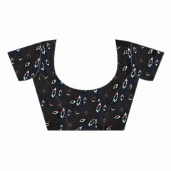 Stunning Black Cotton Art Silk Printed Saree