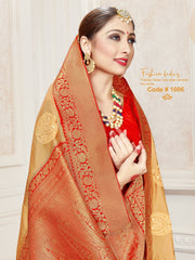Stunning Beige Banarasi Art Silk Woven Saree