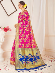 Elegant Pink Banarasi Art Silk Woven Saree