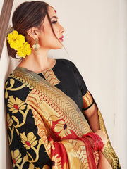 Stunning Black Banarasi Art Silk Woven Saree