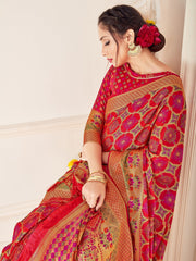 Stunning Red Banarasi Art Silk Woven Saree