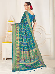 Elegant Turquoise Banarasi Art Silk Woven Saree