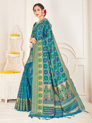 Elegant Turquoise Banarasi Art Silk Woven Saree