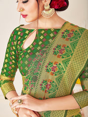 Chic Green Banarasi Art Silk Woven Saree