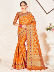 Beautiful Mustard Banarasi Art Silk Woven Saree