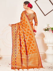 Beautiful Mustard Banarasi Art Silk Woven Saree