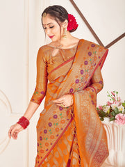 Beautiful Mustard Banarasi Art Silk Woven Saree