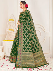 Elegant Green Banarasi Art Silk Woven Saree