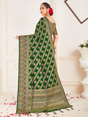 Elegant Green Banarasi Art Silk Woven Saree