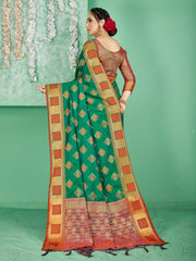 Beautiful Teal Banarasi Art Silk Woven Saree