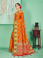 Elegant Orange Banarasi Art Silk Woven Saree
