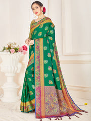 Stunning Green Banarasi Art Silk Woven Saree