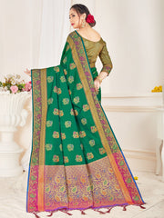 Stunning Green Banarasi Art Silk Woven Saree