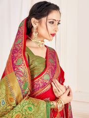 Chic Red Banarasi Art Silk Woven Saree