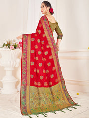 Chic Red Banarasi Art Silk Woven Saree