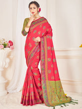 Beautiful Peach Banarasi Art Silk Woven Saree