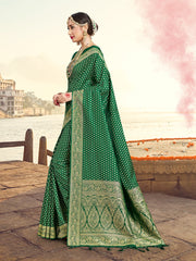 Beautiful Green Banarasi Art Silk Woven Saree