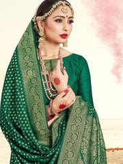 Beautiful Green Banarasi Art Silk Woven Saree
