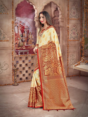 Chic Off White Banarasi Art Silk Woven Saree