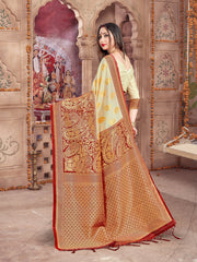 Chic Off White Banarasi Art Silk Woven Saree