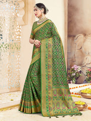 Beautiful `Green Banarasi Art Silk Woven Saree