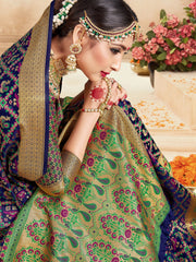 Chic Navy Blue Banarasi Art Silk Woven Saree