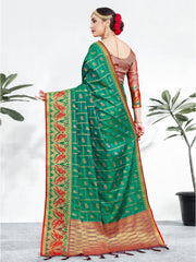 Beautiful Teal Banarasi Art Silk Woven Saree