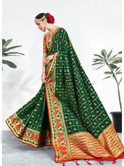 Stunning Green Banarasi Art Silk Woven Saree