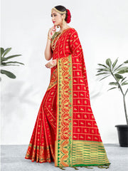 Chic Red Banarasi Art Silk Woven Saree