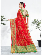 Chic Red Banarasi Art Silk Woven Saree