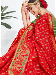 Chic Red Banarasi Art Silk Woven Saree