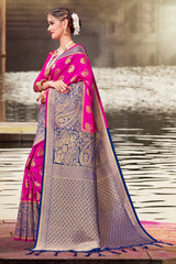 Chic Pink Banarasi Art Silk Woven Saree
