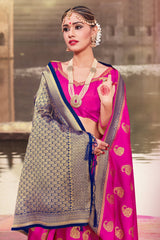 Chic Pink Banarasi Art Silk Woven Saree