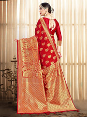 Chic Red Banarasi Art Silk Woven Saree